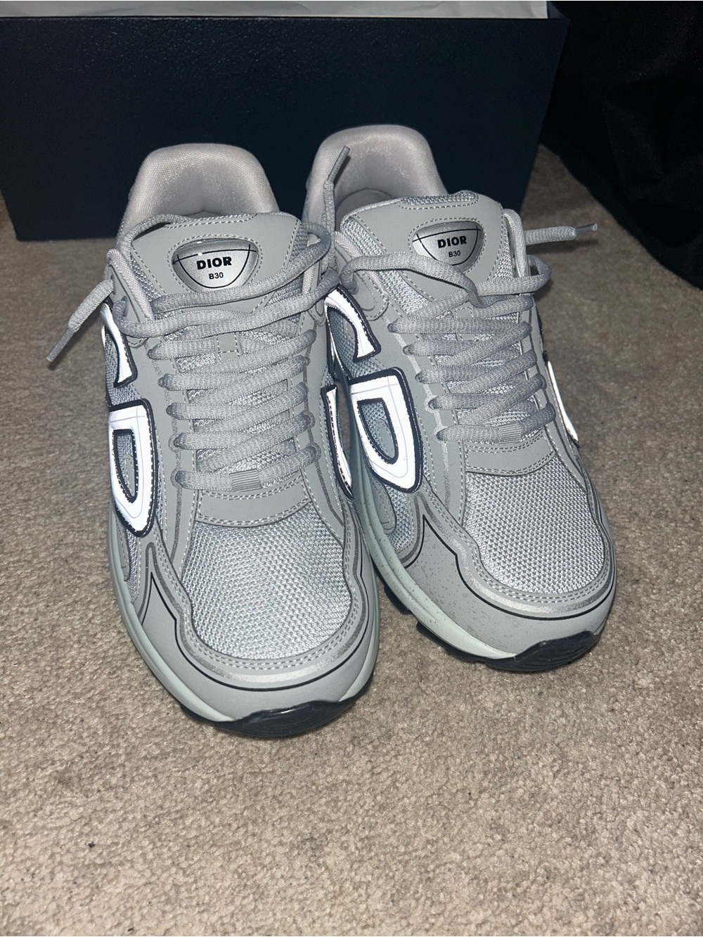 Dior B30 Men's Light Grey and White Sneakers